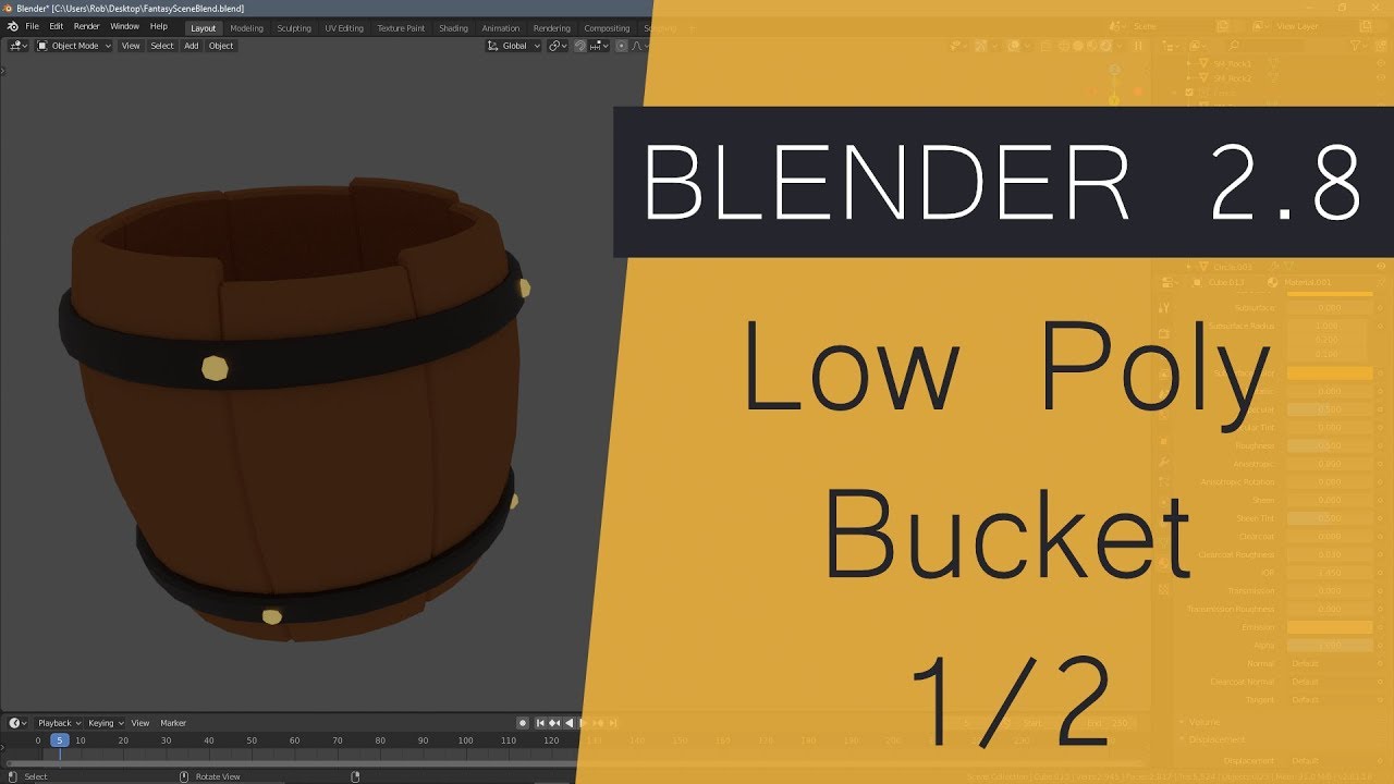 Blender 2.8 Low Poly Bucket 2/2 Blender for Game Development Game